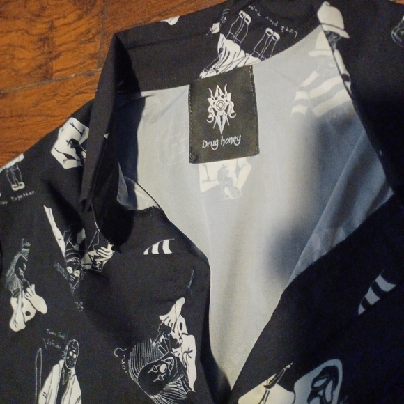 Japanese Brand Streetwear DRUG HONEY HTF Horror Buttoned Shirt - Picture 4 of 5
